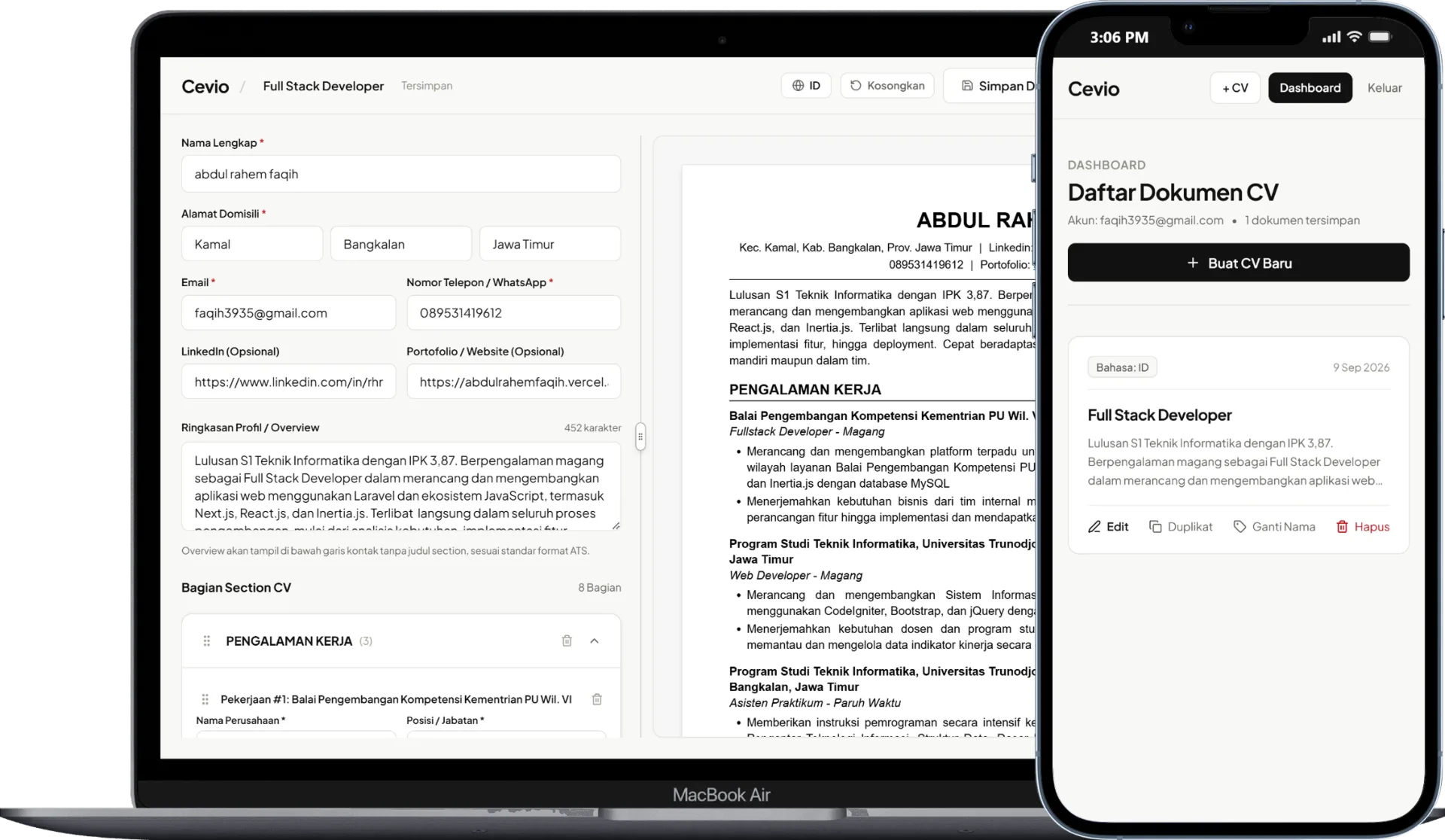 Cevio - CV ATS Generator
